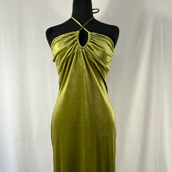 Sage Green velvet, halter, midi dress, large, NWT - Picture 8 of 10